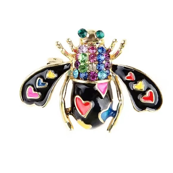 Multicolor Heart Bug Brooch - Picture 4 of 6